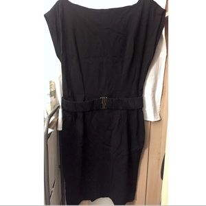Ann Taylor Loft Boat Neck Black Dress